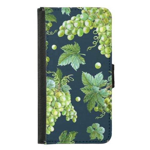 Green Grape Watercolor Dark Pattern Samsung Galaxy S5 Wallet Case