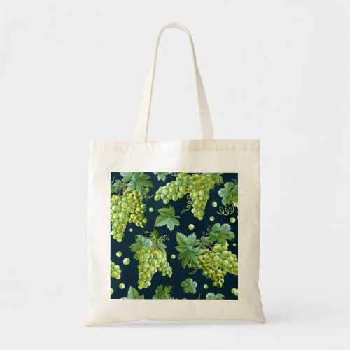Green Grape Watercolor Dark Pattern Tote Bag