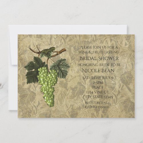 Green Grapes Fruit  Wine Tasting Party Invitation