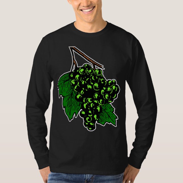 Green Grapes Graphic Fruit Cluster of Grapes T-Shirt (Front)