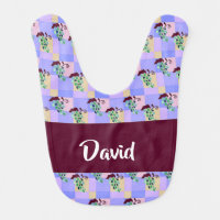 Green grapes on blocks baby bib