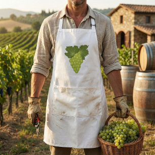 Green Grapes Vine Leaves Fresh Fruit Adult Apron
