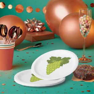 Green Grapes Vine Leaves Fresh Fruit Paper Plates