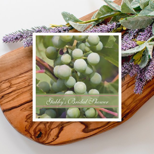 Green Grapes Vineyard Bridal Shower Paper Napkins (Creator Uploaded)