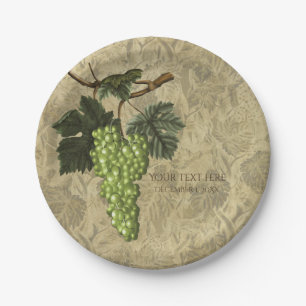 Green Grapes Vineyard Wedding Bridal Party Paper Plates