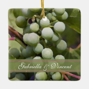 Green Grapes Vineyard Wedding Ceramic Ornament