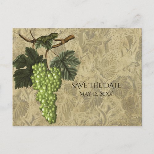 Green Grapes Vineyard Wedding Event Save The Date Announcement Postcard