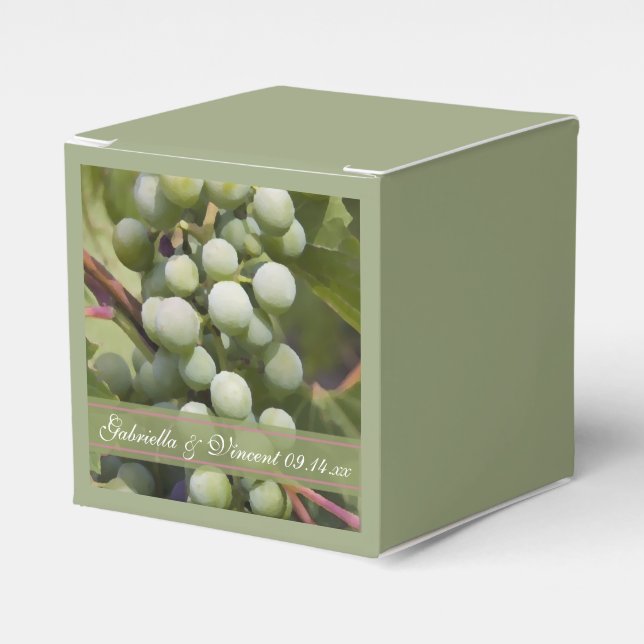 Green Grapes Vineyard Wedding Favor Boxes (Front Side)