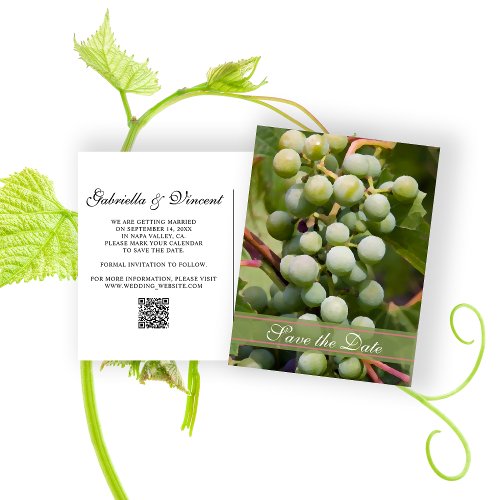 Green Grapes Vineyard Wedding Save the Date Announcement Postcard