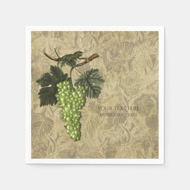 Green Grapes Vineyard Wine Tasting Party Napkins (Front)