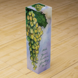 Green Grapes White Wine Custom Bottle Art Gift Box