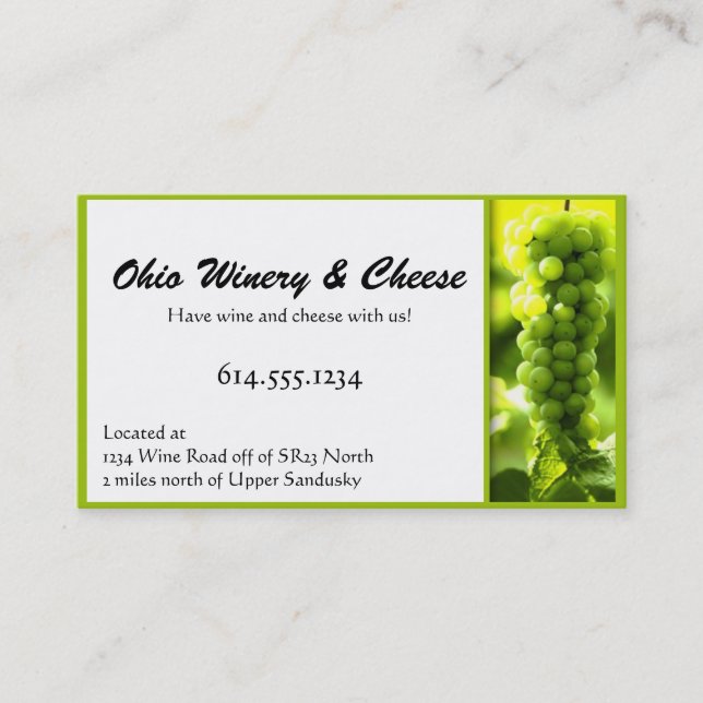 Green Grapes Wine Fruit Business Cards (Front)