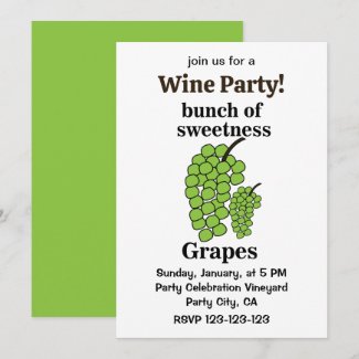 Green Grapes Wine Party Invitation