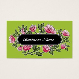 Green Graphic Square Floral Business Card