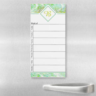 Green graphic week planner+ magnetic notepad