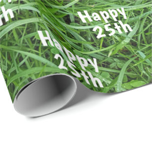 Green Grass 25th Birthday Wrapping Paper