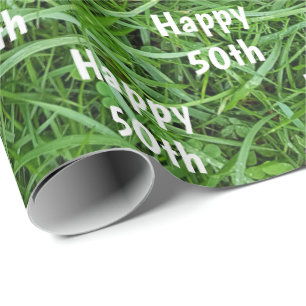 Green Grass 50th Birthday Wrapping Paper