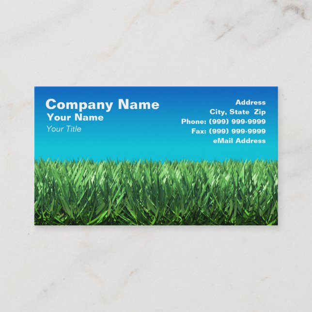 Green Grass Against Clear Blue Sky Business Card (Front)