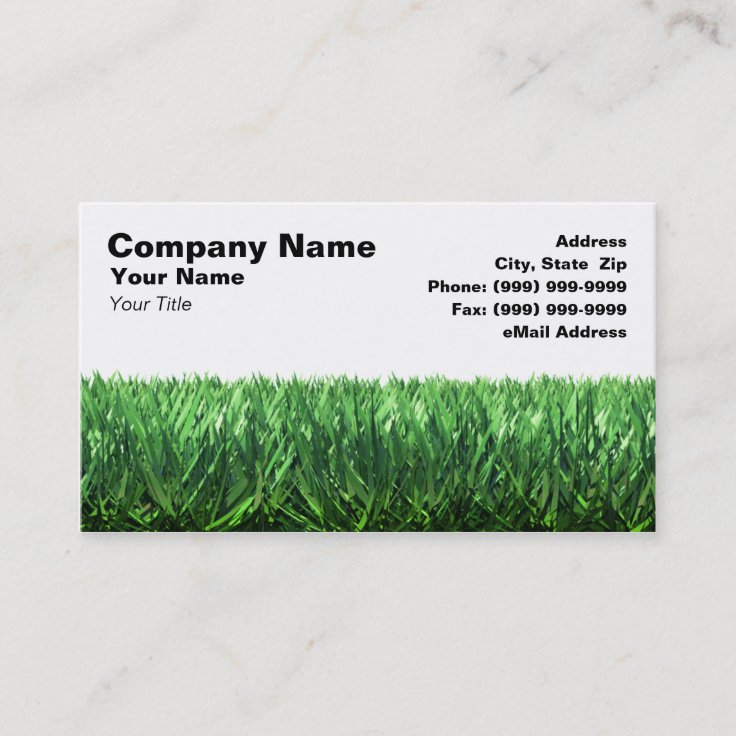 Green Grass Against White Background Business Card Zazzle