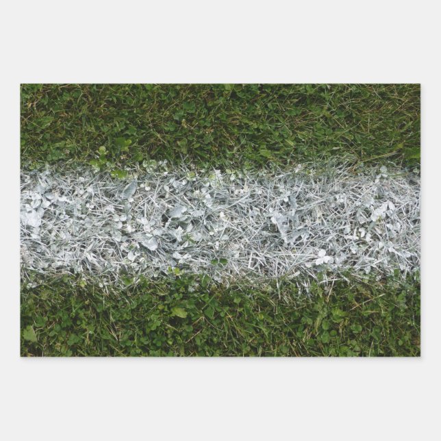 Green Grass and White Paint Sports Field Wrapping  Paper Sheets (Front)