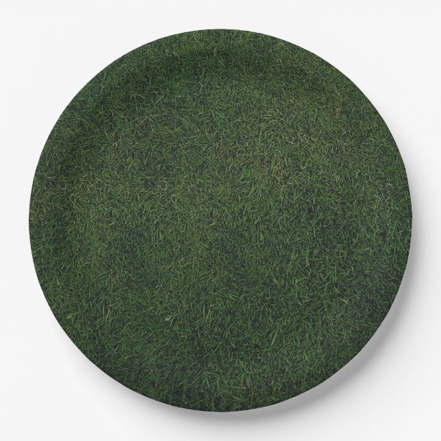 Green grass background paper plates (Front)