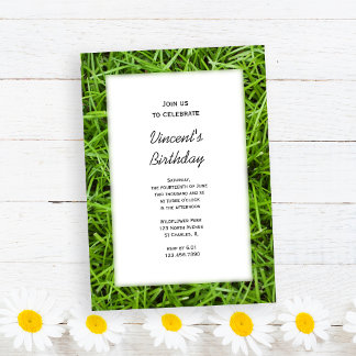 Green Grass Backyard Birthday Party Invitation