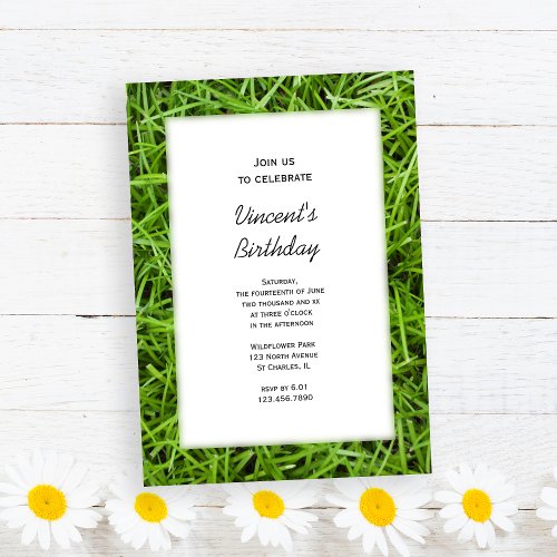 Green Grass Birthday Party Invitation