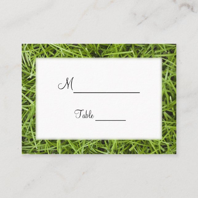 Green Grass Backyard Wedding Place Cards (Front)