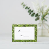 Green Grass Backyard Wedding Place Cards (Standing Front)