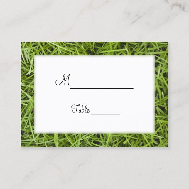 Green Grass Backyard Wedding Place Cards (Front)