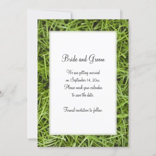 Green Grass Backyard Wedding Save the Date