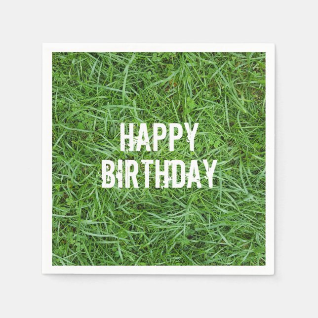 Green Grass Birthday Napkins (Front)