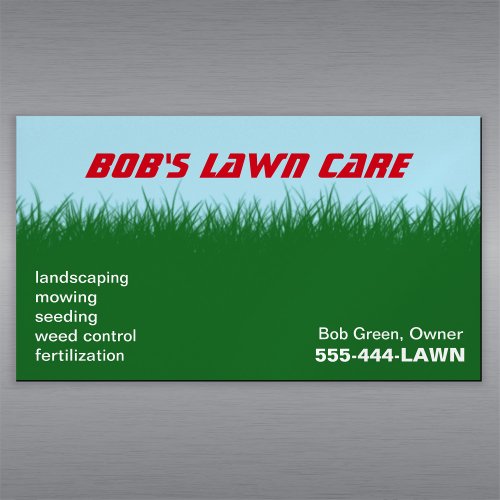 Green Grass  Blue Sky Business Card Magnet