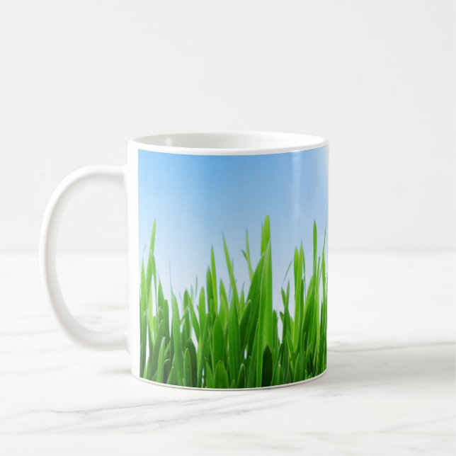 Green Grass Blue Sky Custom Text Template-10826 Coffee Mug (Left)