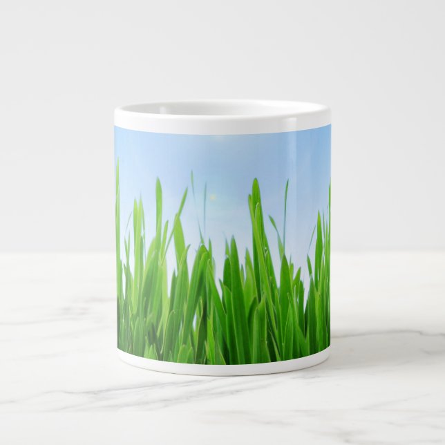 Green Grass Blue Sky Custom Text Template-10826 Giant Coffee Mug (Front)