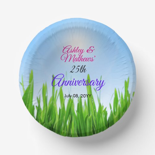 Green Grass Blue Sky Custom Text Template-10826 Paper Bowls