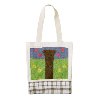 Green grass blue tree zazzle HEART tote bag
