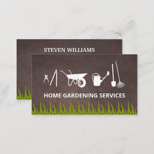 Green Grass  Brown Background Business Card