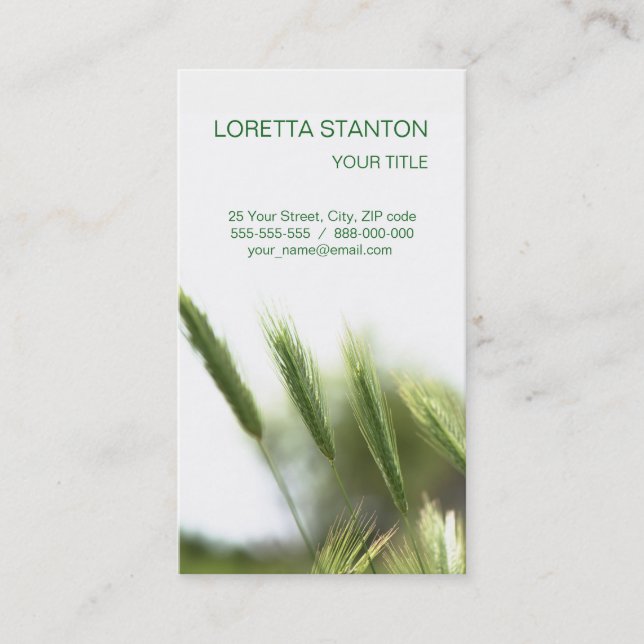 Green grass business card (Front)
