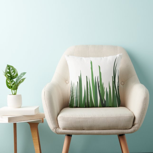 Green Grass Decorative Throw Pillow (Chair)