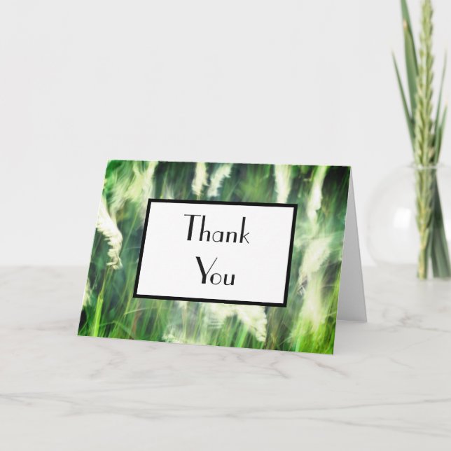 Green Grass Dreamy Thank You Greeting Card (Front)
