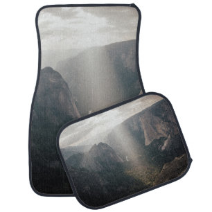 GREEN GRASS FIELD AND MOUNTAINS DURING DAYTIME CAR FLOOR MAT