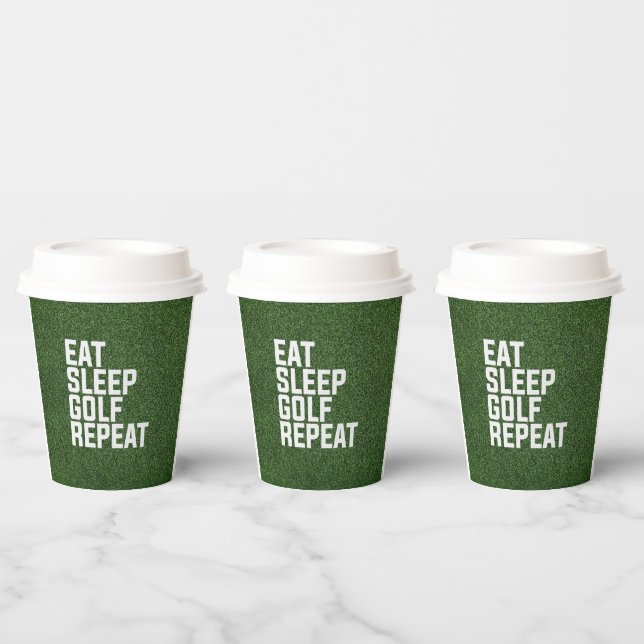 Green Grass for golfer party eat sleep golf repeat Paper Cups (Multi)
