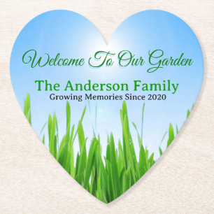 Green Grass Garden with Blue Sky Design Paper Coaster