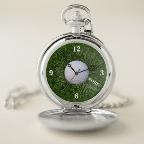 Green Grass Golf Ball Pocket Watch
