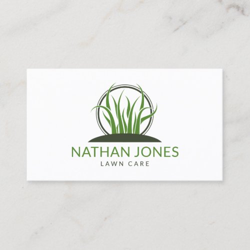 Green Grass Landscaping Lawn Care Icon Contractor Business Card