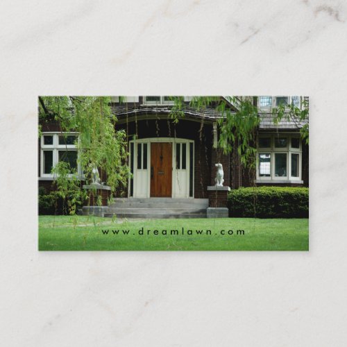 Green grass lawn care home Business Card