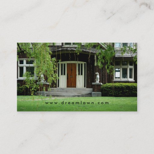Customizable Green grass lawn care home Business Card