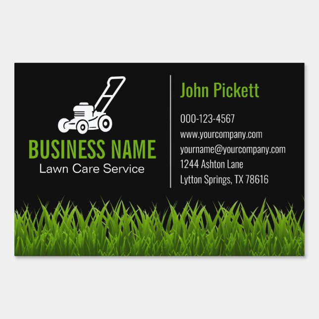 Green Grass Lawn Care Mowing Landscaping Sign (Front)