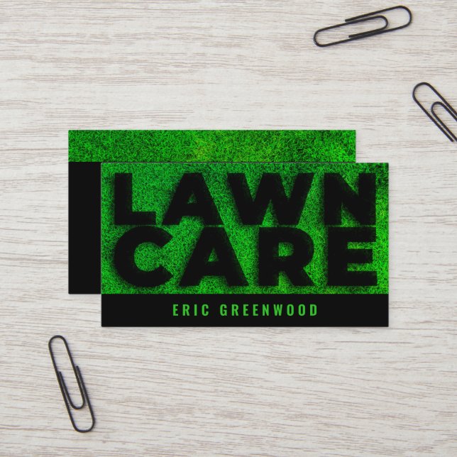 Green grass lawn faux texture  business card (Front/Back In Situ)
